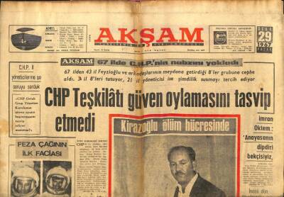 Akşam Gazetesi - 29 Ocak 1967 - Amerikalı 3 Astronot Yanarak Öldü GZ99626 - 1