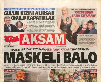 Akşam Gazetesi 29 Temmuz 2013 - Sezen Aksu 1 Haftadır Annesinin Yanında Gözbebeğim Sana Kıyamam GZ106050 - 1