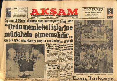 Akşam Gazetesi 3 Ağustos 1960 - Ezan , Türkçeye Çevrilmeyecek GZ82381 - 1