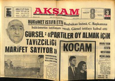 Akşam Gazetesi 3 Aralık 1963 - İnönünün İstifa Mektubu Açıklandı GZ60573 - 1