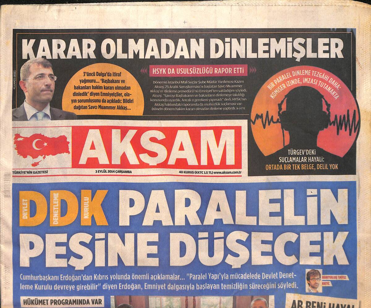 Akşam Gazetesi 3 Eylül 2014 - Avrasya Tüneli'nin Rakibi 3. Köprü - DDK Paralelin Peşine Düşecek GZ160058 - 1