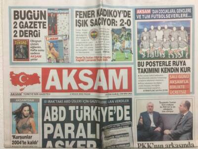 Akşam Gazetesi 3 Nisan 2005 - ABD Türkiyede Paralı Asker Arıyor GZ29885 - 1
