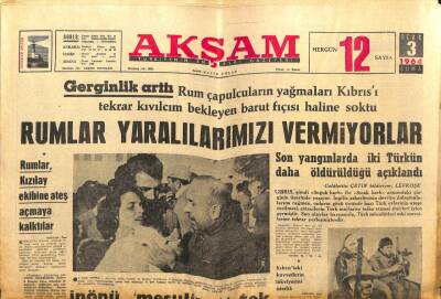 Akşam Gazetesi - 3 Ocak 1964 - Rumlar Yaralılarımızı Vermiyorlar GZ99742 - 1
