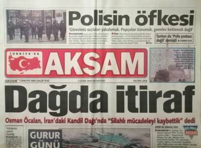 Akşam Gazetesi 3 Ocak 2000 Dağda İtiraf Osman Öcalan İrandaki Kandil Dağında Silahlı Mücadeleyi Kaybettik Dedi - GZ37829 - 1