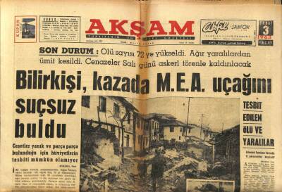 Akşam Gazetesi 3 Şubat 1963 - Bilirkişi Kazada M.E.A. Uçağını Suçsuz Buldu GZ97662 - 1