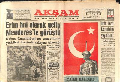Akşam Gazetesi 30 Ağustos 1959 - Unkapanı Köprüsünde Film Yüklü Taksi Yandı GZ109862 - 1