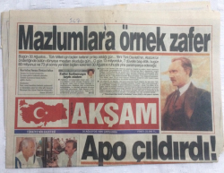 Akşam Gazetesi 30 Ağustos 1995 - Apo Çıldırdı - GZ17672 - 1