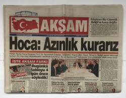 Akşam Gazetesi 30 Aralık 1995 - Erbakan Biz Gümrük Birliğine Karşı Değiliz GZ5623 - 2