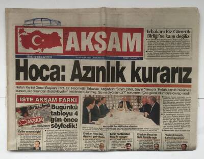 Akşam Gazetesi 30 Aralık 1995 - Erbakan Biz Gümrük Birliğine Karşı Değiliz GZ5623 - 1