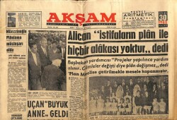 Akşam Gazetesi 30 Eylül 1962 - Alican İstifaların Plan İle Hiç Bir Alakası Yoktur GZ66235 - 1