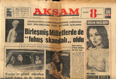 Akşam Gazetesi 30 Haziran 1963 - Keelerin Güzel Arkadaşı Lord Astor İle de Yatmış GZ87812 - 1