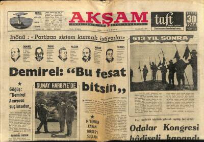 Akşam Gazetesi 30 Mayıs 1966 - Demireli Dinlemeye Giden Takside Esrar İçilince 5 Kişi Öldü GZ60454 - 1