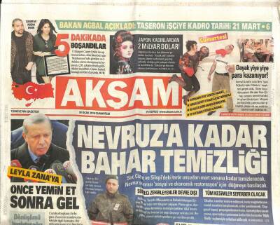 Akşam Gazetesi 30 Ocak 2016 - Erdoğan Leyla Zanaya Önce Yemin Et Sonra Gel Dedi GZ107453 - 1