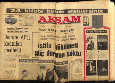 Akşam Gazetesi 31 Ekim 1966 - Yeni Bakan Aranıyor GZ60601 - 1
