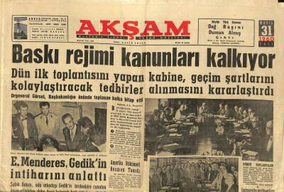 Akşam Gazetesi 31 Mayıs 1960 - E. Menderes , Gedikin İntiharını Anlattı GZ93412 - 1