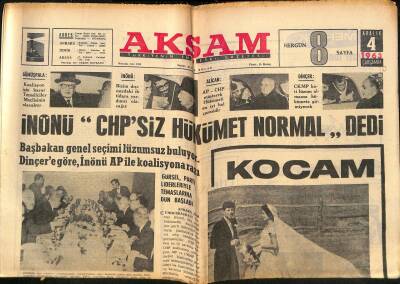 Akşam Gazetesi 4 Aralık 1963 - Kennedy İçin Heykel Dikilmesi Teklif Edildi - İnönü CHPsiz Hükümet Normal dedi GZ125369 - 1