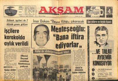 Akşam Gazetesi - 4 Ekim 1966 - Menteşoğlu Bana İftira Ediyor GZ99838 - 1