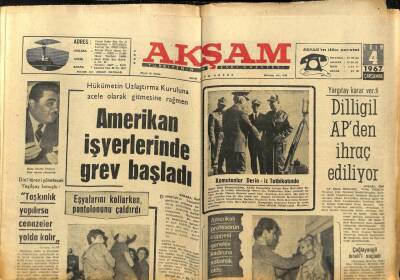 Akşam Gazetesi 4 Ekim 1967 - Amerikan İş Yerlerinde Grev Başladı GZ97686 - 1