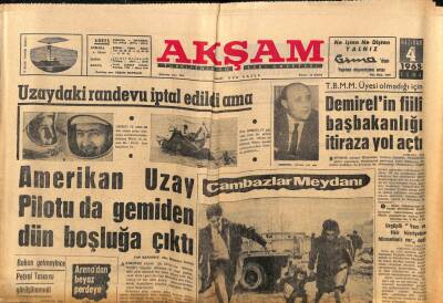 Akşam Gazetesi 4 Haziran 1965 - Amerikan Uzay Pilotuda Gemiden Dün Boşluğa Çıktı GZ82400 - 1