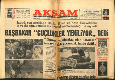 Akşam Gazetesi - 4 Mart 1963 - Başbakan Güçlükler Yeniliyor Dedi GZ99704 - 1