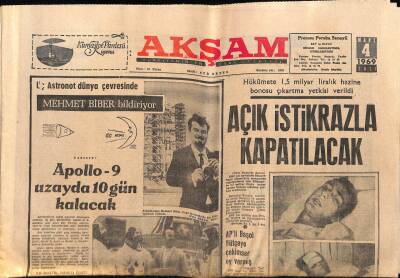 Akşam Gazetesi 4 Mart 1969 - Hükümete 1.5 Milyar Liralık Hazine Bonosu Çıkartma Yetkisi Verildi GZ60452 - 2