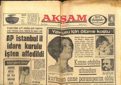Akşam Gazetesi - 4 Mayıs 1968 - AP İstanbul İl İdare Kurulu İşten Affedildi GZ99853 - 1