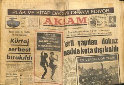 Akşam Gazetesi - 4 Temmuz 1967 - Kürtaj Serbest Bırakıldı GZ99872 - 1