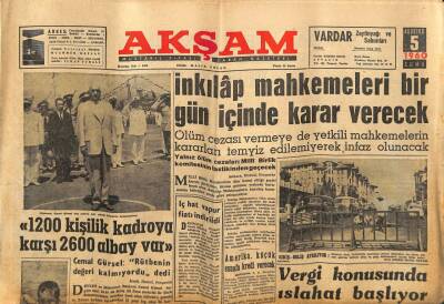 Akşam Gazetesi 5 Ağustos 1960 - İnkılap Mahkemeleri Bir Gün İçinde Karar Verecek GZ82383 - 1