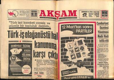 Akşam Gazetesi 5 Ağustos 1971 - Madanoğlunun Anayasa Mahkemesine Başvurmayacağı Söyleniyor GZ92201 - 1