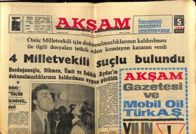 Akşam Gazetesi 5 Aralık 1964 - 700 Tıp Öğrencisi Derslere Girmiyor GZ82329 - 1