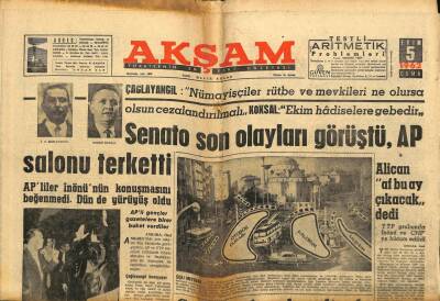 Akşam Gazetesi 5 Ekim 1962 - Akşemsettinoğlu İçin Dosya Dış İşlerine Verildi GZ60402 - 1