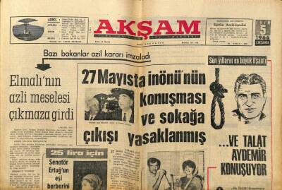 Akşam Gazetesi 5 Ekim 1966 - 27 Mayısta İnönünün Konuşması Ve Sokağa Çıkması Yasaklanmış GZ97618 - 1