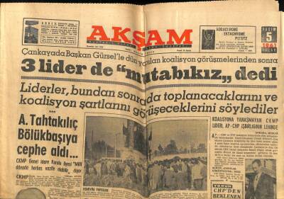 Akşam Gazetesi 5 Kasım 1961 - A. Tahtakılıç Bölükbaşıya Cephe Aldı... GZ114521 - 1