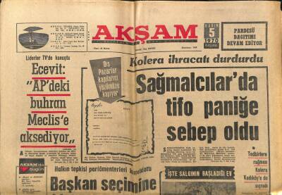 Akşam Gazetesi 5 Kasım 1970 - Sağmalcılarda Tifo Paniğe Sebep Oldu GZ97699 - 1