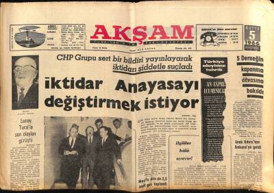 Akşam Gazetesi 5 Mayıs 1966- İktidar Anayasayı Değiştirmek İstiyor GZ60446 - 1