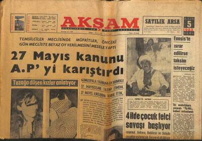 Akşam Gazetesi 5 Nisan 1963 - 4 İlde Çocuk Felci Savaşı Başlıyor GZ97666 - 1