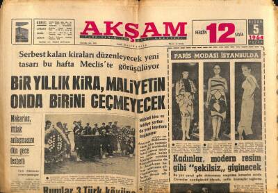 Akşam Gazetesi 5 Nisan 1964 - Makarios , İttifak Anlaşmasını Dün Gece Feshetti GZ82324 - 1