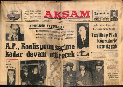 Akşam Gazetesi 5 Nisan 1965 - Rusyadaki Yabancıların Odessa Ve Kiefe Gitmeleri Yasaklandı - Yeşilköy Pisti Köprülerle Uzatılacak GZ92336 - 1
