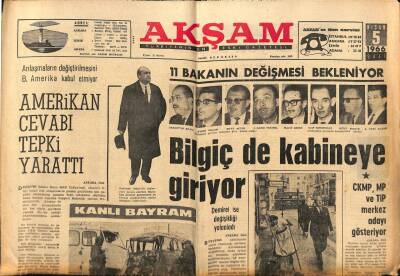 Akşam Gazetesi 5 Nisan 1966 - Dünya Şampiyonu Mehmet Kartal Dün Yakalandı GZ92207 - 1