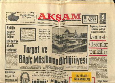 Akşam Gazetesi 5 Ocak 1969 - Turgut Ve Bilgiç Müslüman Birliği Üyesi GZ97829 - 1