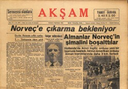 Akşam Gazetesi 5Kasım 1944 - Norveçe Çıkarma Bekleniyor GZ71439 - 2