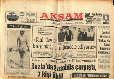 Akşam Gazetesi 6 Ağustos 1967 - Eisenhower Dün Hastaneye Kaldırıldı GZ88977 - 1