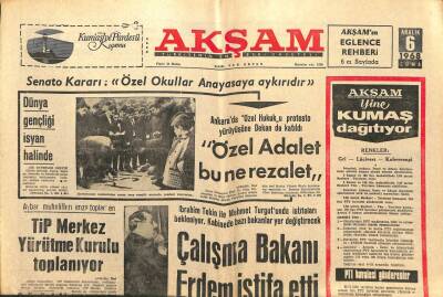 Akşam Gazetesi - 6 Aralık 1968 - Ali Naili Erdem İstifa Etti GZ99866 - 1