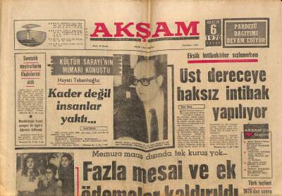 Akşam Gazetesi 6 Aralık 1970 - İnönünün Hizmetçisi Kız Kaçırdı - Eminsular da Maaşlarında Artış İstedi GZ92447 - 1