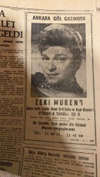 Akşam Gazetesi 6 Haziran 1962 - Ankara Göl Gazinosu Zeki Müren Reklamı GZ93415 - 2