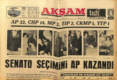 Akşam Gazetesi 6 Haziran 1966 - Senato Seçimini AP Kazandı GZ97762 - 1