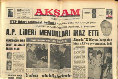 Akşam Gazetesi 6 Kasım 1963 - Göksel Arsoyun Raporu Protestolara Sebep Oldu GZ87798 - 1