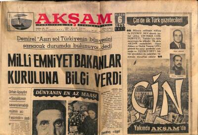 Akşam Gazetesi 6 Nisan 1965 - Askerlik Süresinin Kısaltılması İstendi - TRT İçin Gençler Bildiri Yayınladı GZ92337 - 1