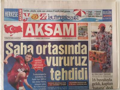 Akşam Gazetesi 6 Temmuz 2006 - Trabzonsporlu Gökdeniz İle Fatih Haraç Çetesine Meydan Okumuş , Buzları Eriten ABD Ziyareti GZ20449 - 1