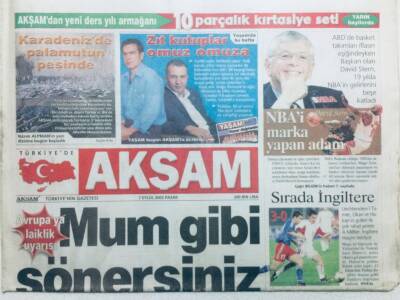 Akşam Gazetesi 7 Eylül 2003 - Avrupaya Laiklik Uyarısı,Mum Gibi Sönersiniz GZ42887 - 1